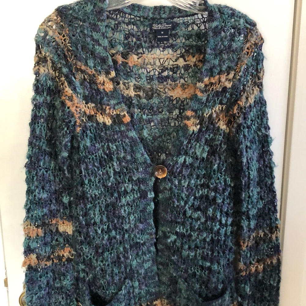 Lucky brand duster cardigan sweater blue Boho